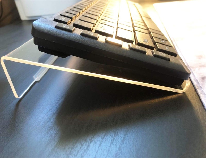 WINKINE Computer Keyboard Stand, Clear Acrylic PC Keyboard Holder Stand Tilted Computer Keyboard Stand, Keyboard Riser for Ergonomic Easy Typing, Keyboard Stand for Office Desk, Home, School - Image 1